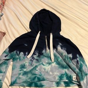 Calvin Klein Cropped Tye Dye Hoodie. Size L